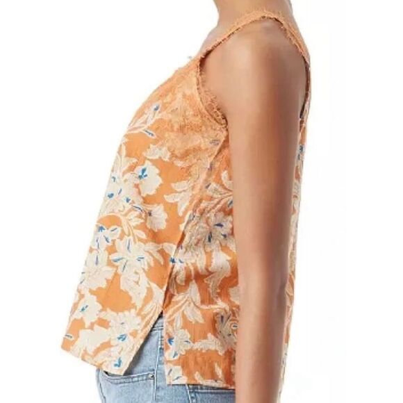 Sam Edelman Small Top Palmer Floral Eyelash Trim Camisole in Apricot Ora size XL - Picture 8 of 9